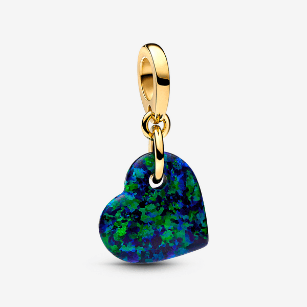 Collier Composé Cœurs Imbriqués & Charm Cœur Vert Opalescent – Pandora