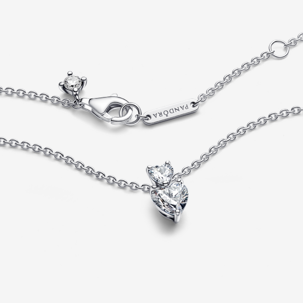 Collier Pendentif Cœur Double Scintillant – Pandora