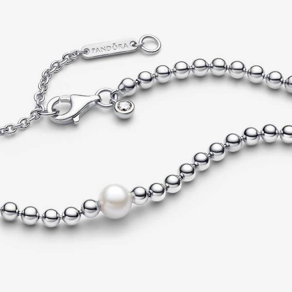 Collier Perle de Culture d'Eau Douce Traitée & Détails Sertis Grain - Pandora