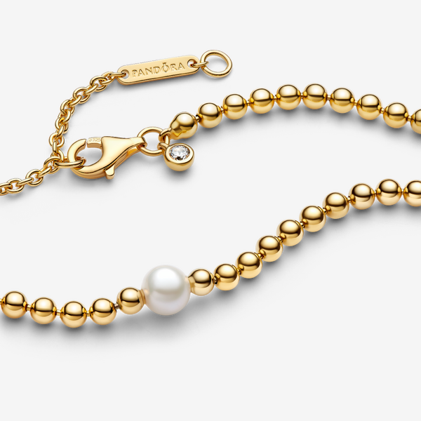 Collier Perle de Culture d'Eau Douce Traitée & Détails Sertis Grain - Pandora