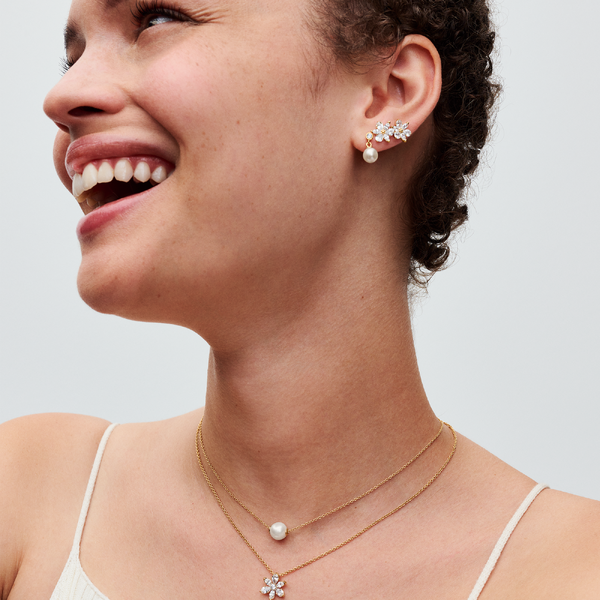 Pendants d’Oreilles Perle de Culture d’Eau Douce Traitée & Pierre – Pandora