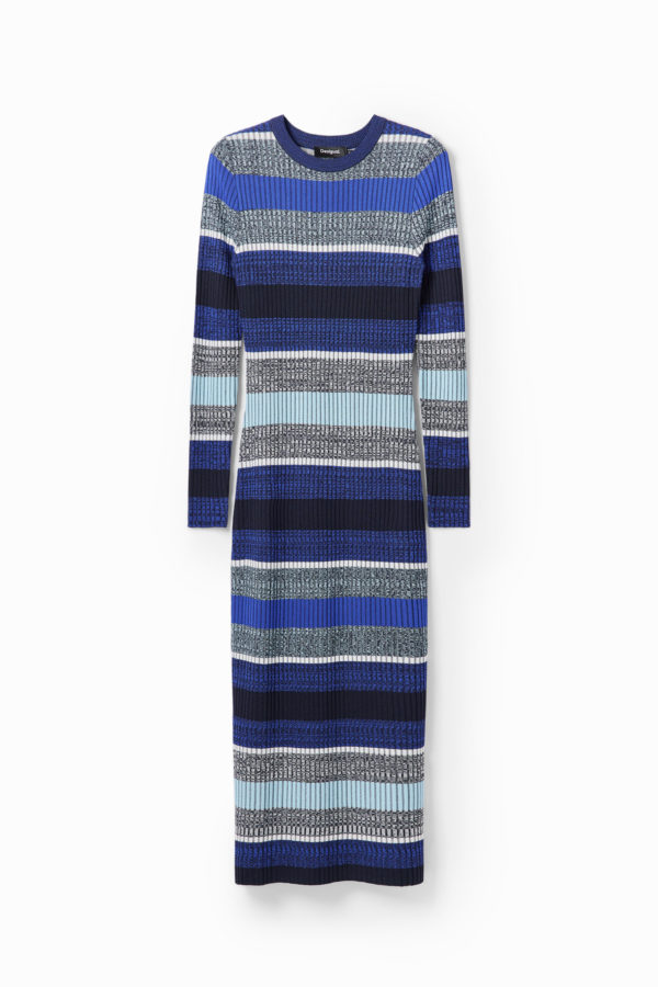 Robe midi tissu côtelé rayures - Desigual