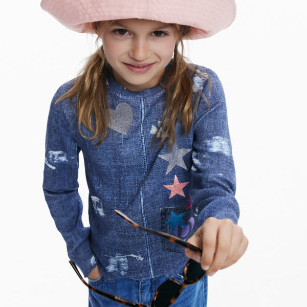 T-shirt en denim avec étoiles – Desigual