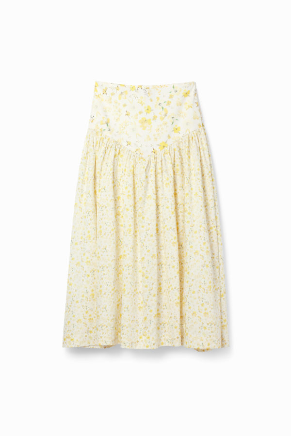 Jupe midi froncée fleurs - Desigual