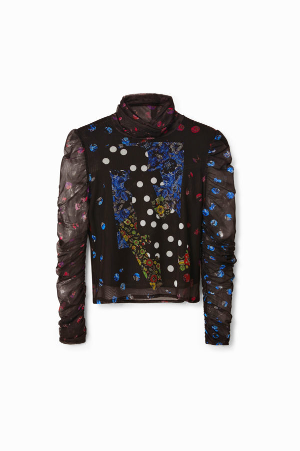 T-shirt tulle patchwork pois et fleurs - Desigual