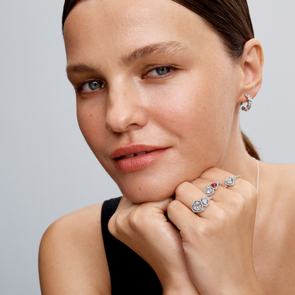 Bague Cœurs Halo Scintillant – Pandora