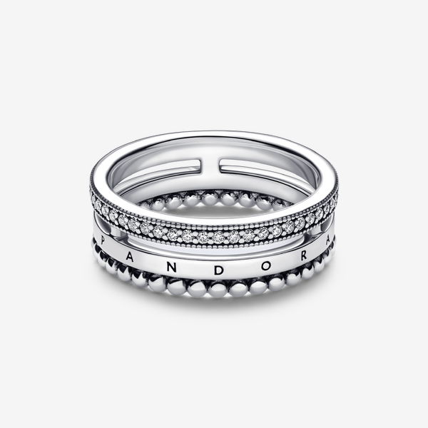 Bague Pavé & motifs perlés Pandora Signature – Pandora