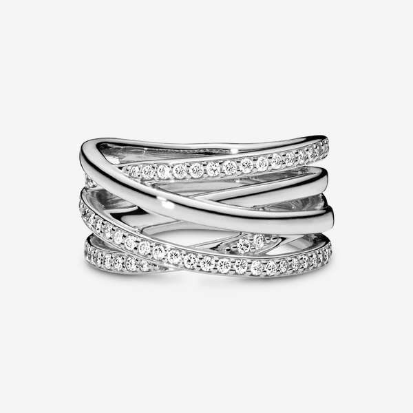 Bague Scintillante & Lignes Polies – Pandora