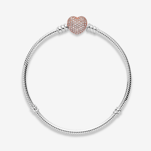 Bracelet Maille Serpent Fermoir Cœur Pavé Pandora Moments – Pandora