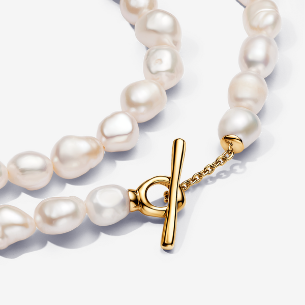 Collier Barre en T Perles de Culture d’Eau Douce Traitées Baroques – Pandora
