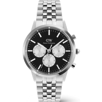 Daniel Wellington DW Montre 42mm Iconic Chronograph Arch 5-Link Onyx Panda Silver