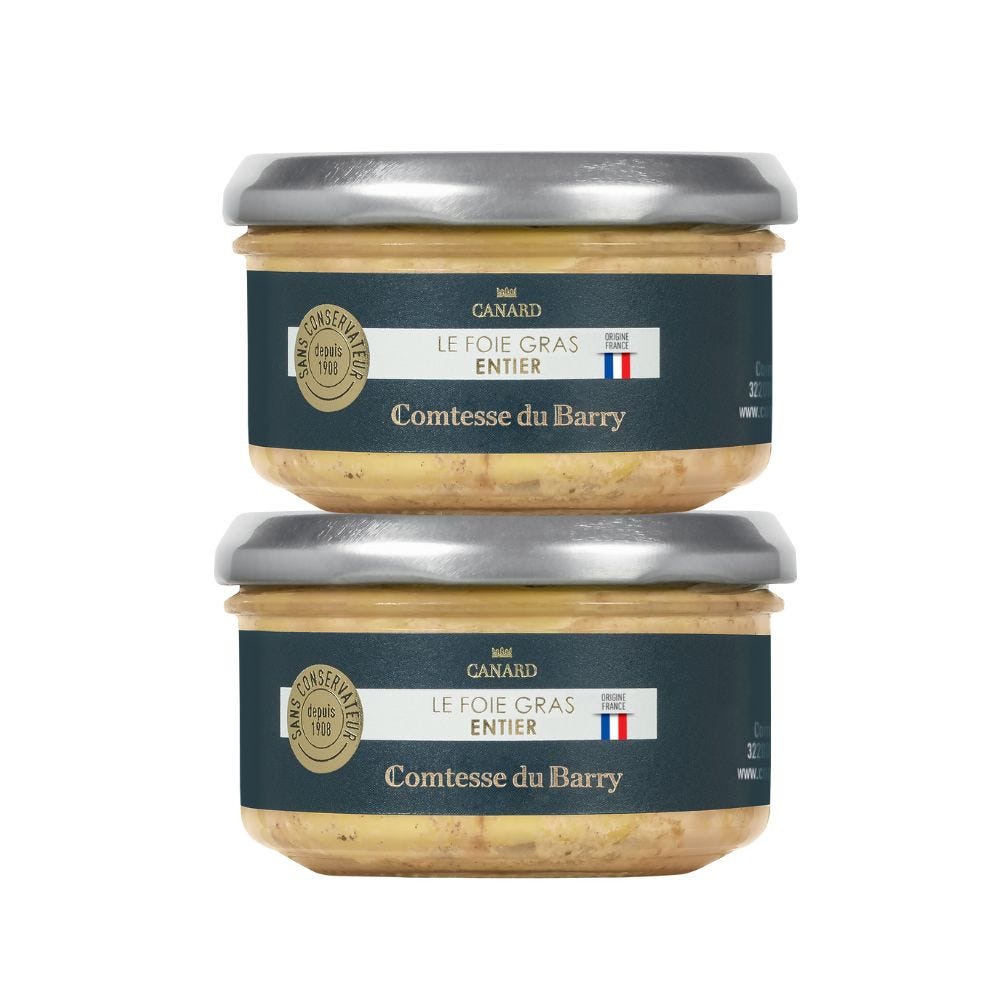 Lot de 2 foies gras de canard entier du Sud-Ouest 140g-Comtesse du Barry