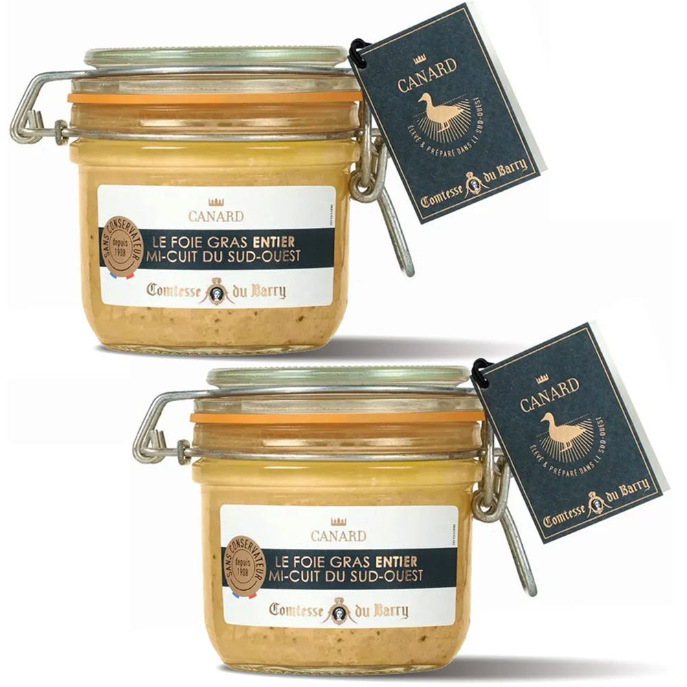 Lot de 2 Foies gras de canard entier mi-cuit du Sud-Ouest 180g-Comtesse du Barry